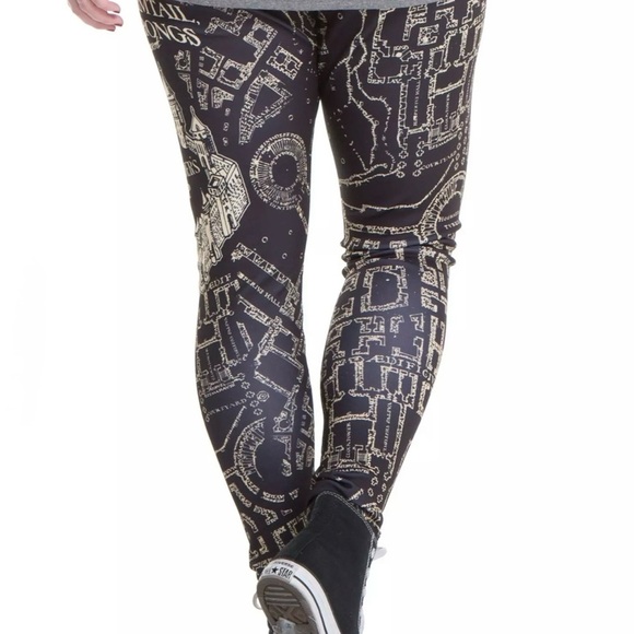 New Harry Potter Marauder's Map Leggings Plus Size - Picture 2 of 6